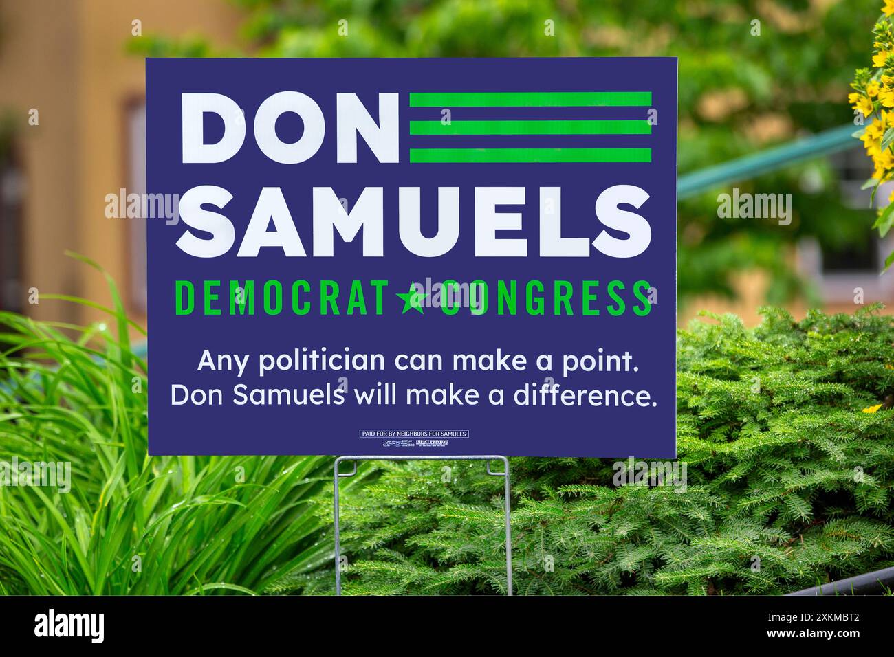 Un panneau de cour d'élection primaire démocratique pour Don Samuels dans le 5e district du Congrès à Minneapolis, Minnesota. Banque D'Images