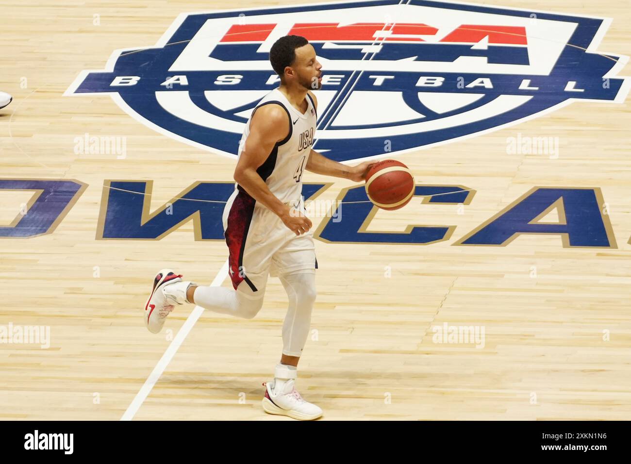 Londres, Royaume Uni. 22 juillet 2024. Stephen Curry des États-Unis lors du match amical international de basket-ball entre les États-Unis et l'Allemagne le 22 juillet 2024 à O2 Arena à Londres, Angleterre - photo Laurent Lairys/DPPI crédit : DPPI Media/Alamy Live News Banque D'Images