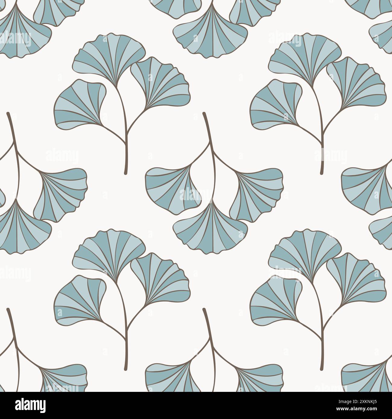 Motif avec des feuilles de Ginkgo biloba de couleur bleue. Sur fond blanc. Illustration vectorielle Illustration de Vecteur