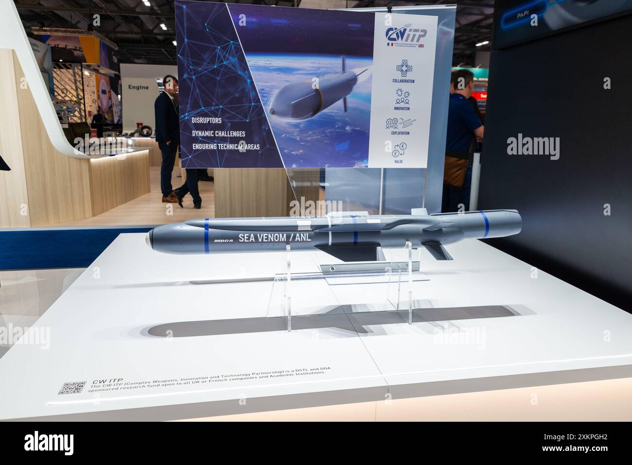 Missile MBDA Sea Venom / ANL exposé au Farnborough International Airshow 2024, Royaume-Uni. CW ITP armes complexes, innovation et partenariat technologique Banque D'Images
