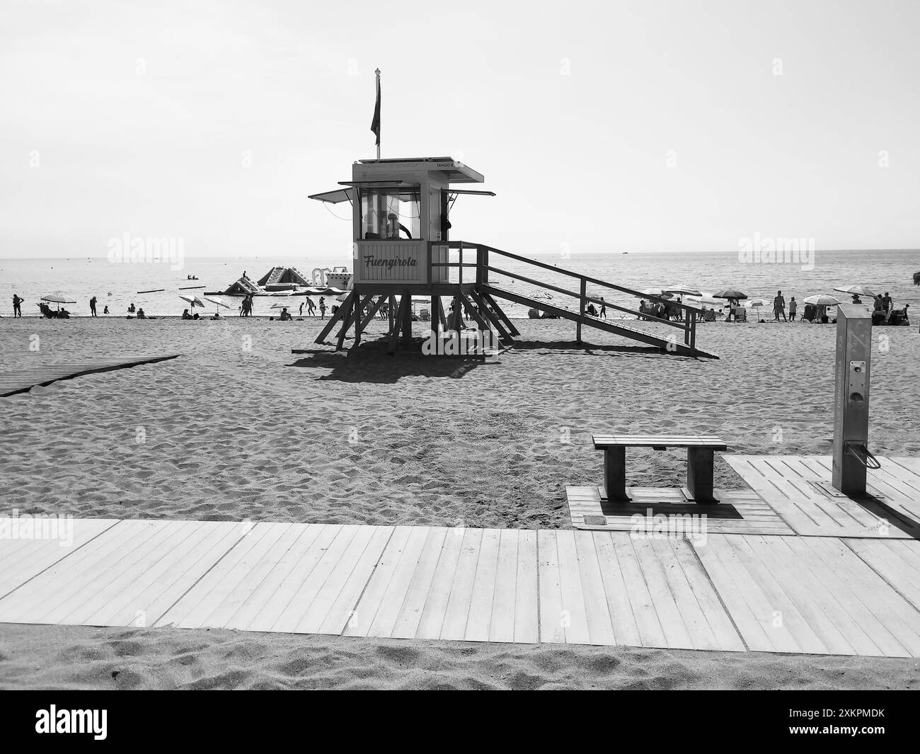 Cabane de sauveteur, sauveteur, plage, Fuengirola, Costa del sol, Málaga, Espagne. Banque D'Images