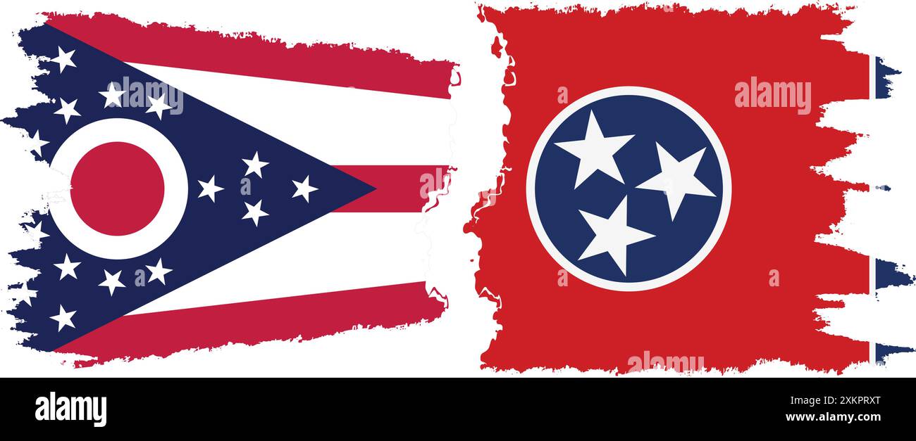 Tennessee et Ohio etats grunge connexion des drapeaux de brosse, vecteur Illustration de Vecteur