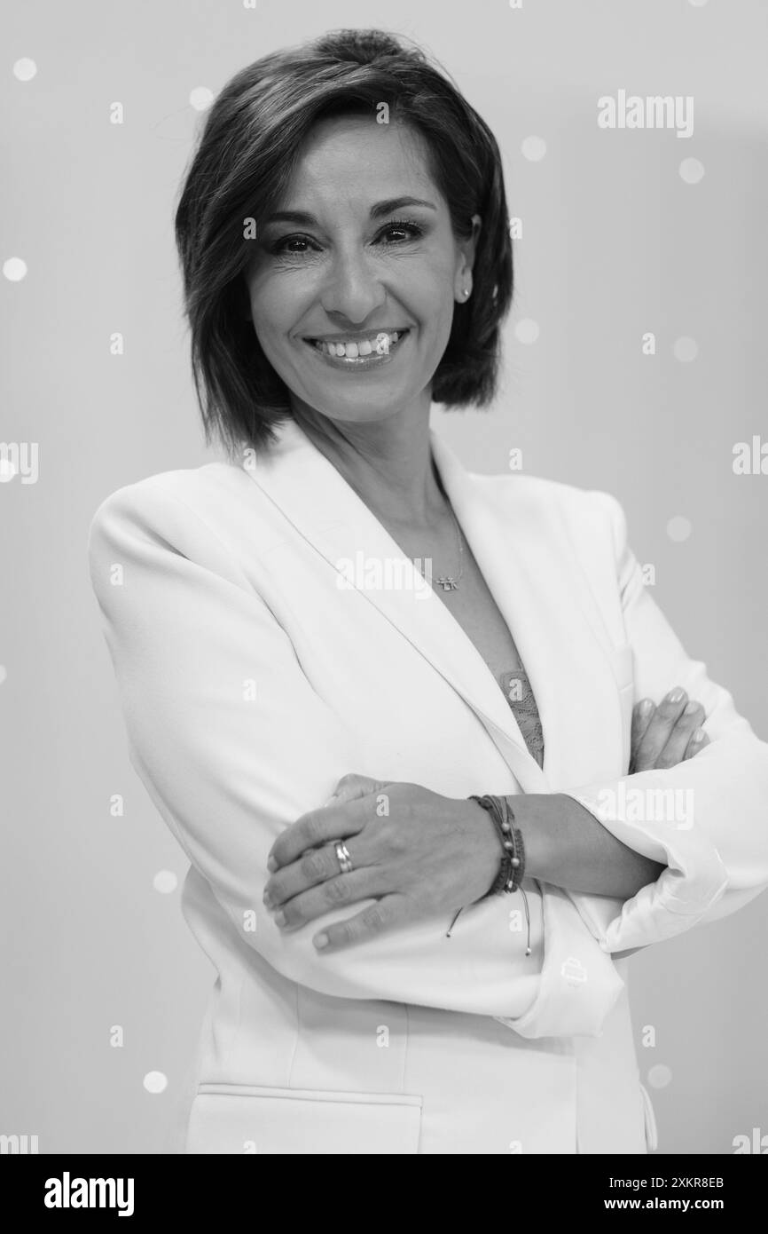 Adela Gonzalez lors de la présentation de l'émission de télévision RTVE 'Mañaneros' au siège de Torrespaña à Madrid, le 24 juillet 2024, Espagne Banque D'Images