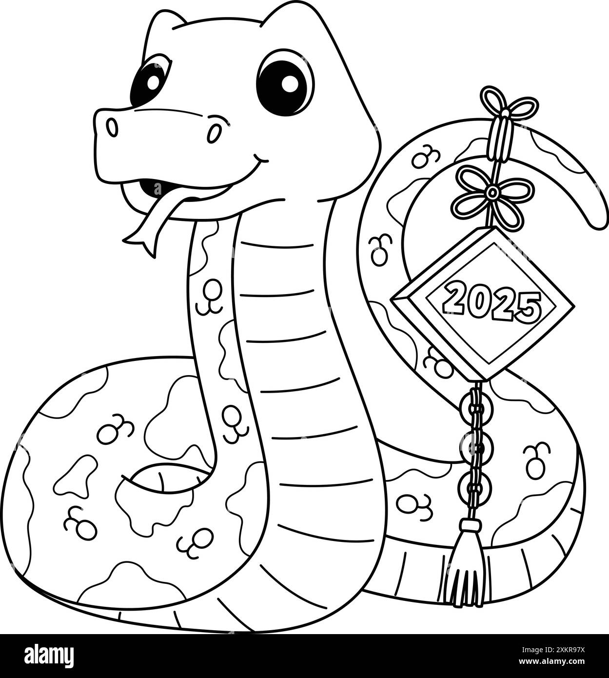 Année du serpent avec décoration chinoise isolé Illustration de Vecteur