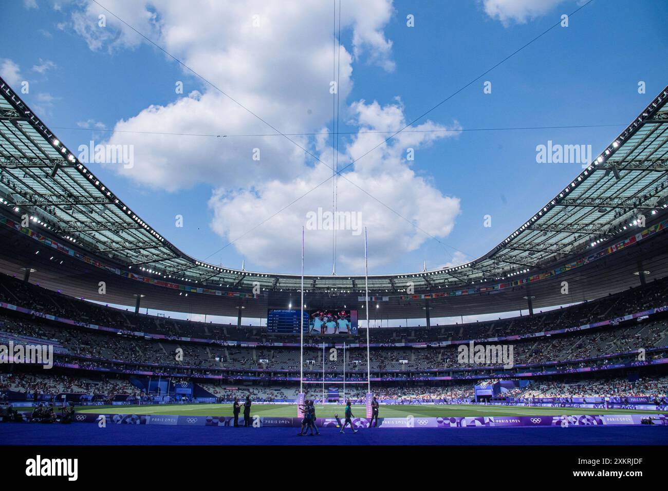 Vue générale devant Rugby à sept lors des Jeux Olympiques de Paris 2024 le 24 juillet 2024 au stade de France à Saint-Denis Banque D'Images