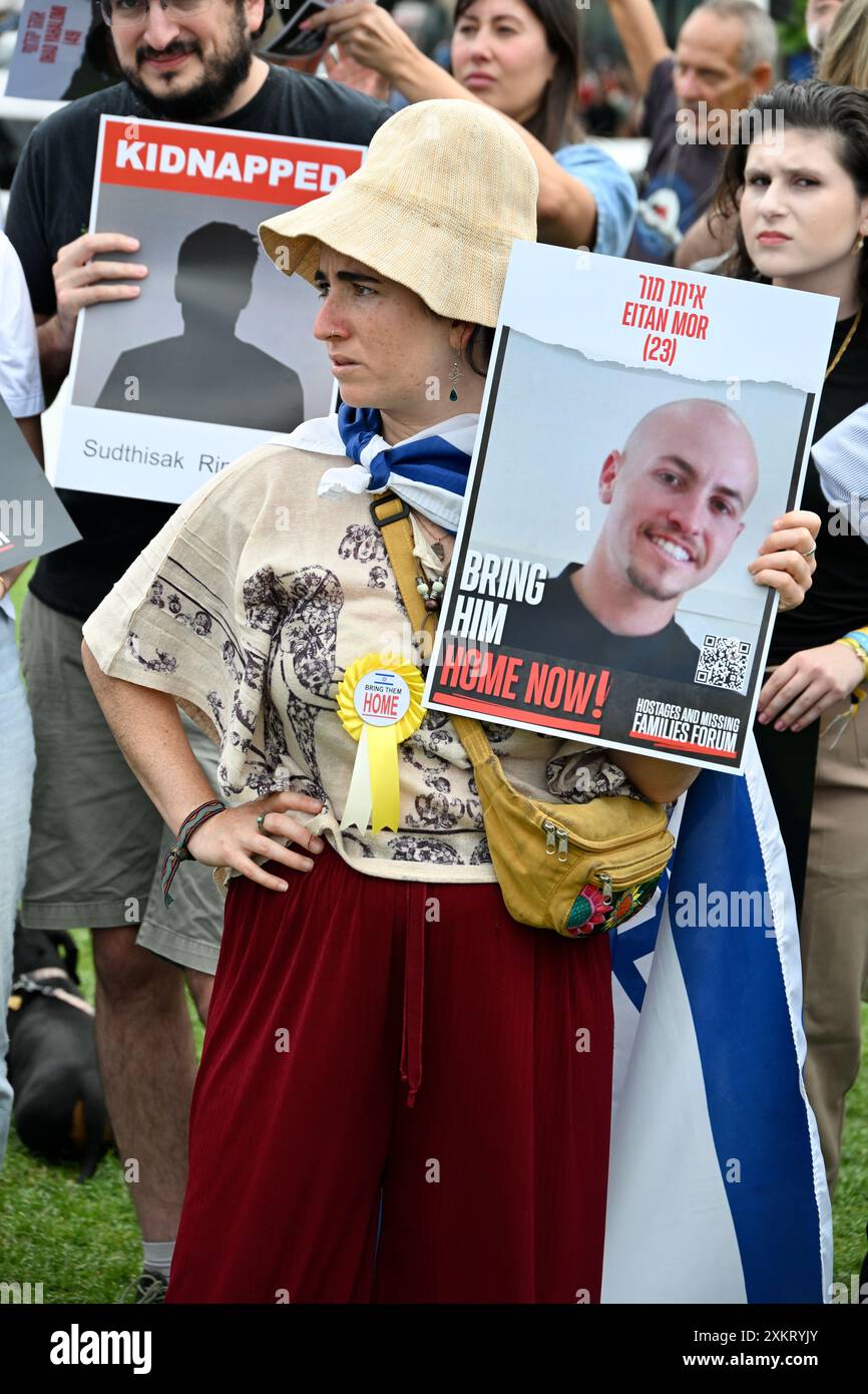 Londres, Royaume-Uni. Rassemblement de retour à la maison sur la place du Parlement pour les otages israéliens. Les otages sont détenus à Gaza depuis le 7 octobre 2023 par des partisans du Hamas Pro Palestine. Crédit : michael melia/Alamy Live News Banque D'Images