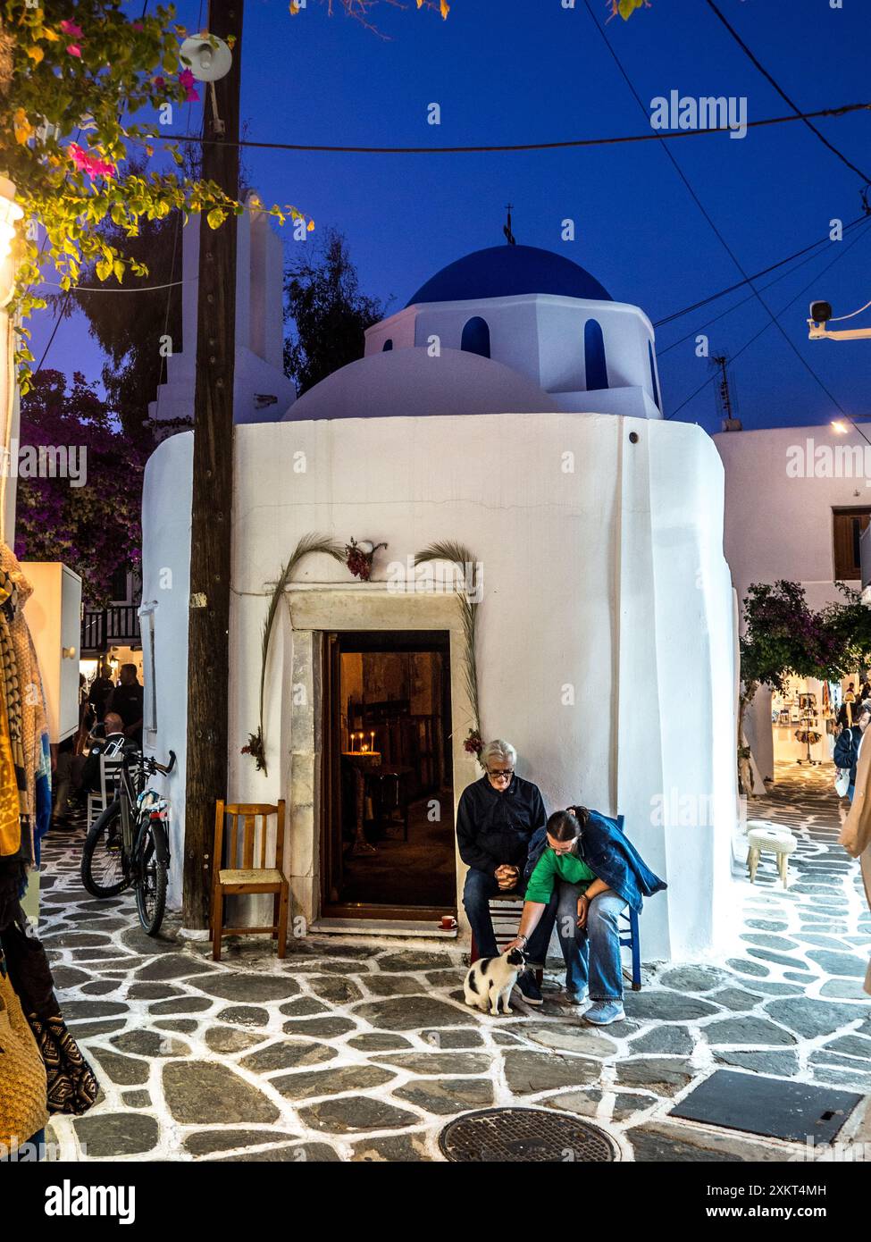 Petite église à Naoussa, Paros Banque D'Images