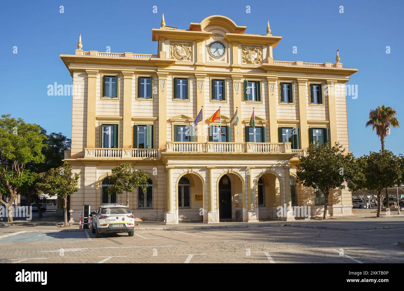 Bâtiment autorité portuaire, port de Malaga, Andalousie, Espagne. Banque D'Images