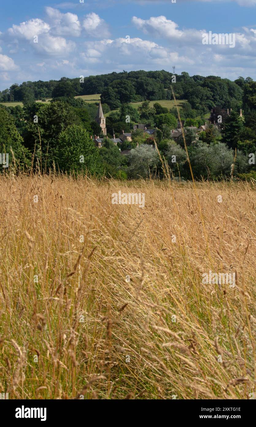 Joli village de Swerford dans les Cotswolds en été, Oxfordshire, Angleterre Banque D'Images