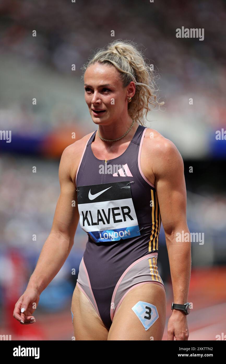 Lieke KLAVER (pays-Bas, Hollande) après avoir participé à la finale du 400 m féminin en 2024, IAAF Diamond League, London Stadium, Queen Elizabeth Olympic Park, Stratford, Londres, Royaume-Uni. Banque D'Images