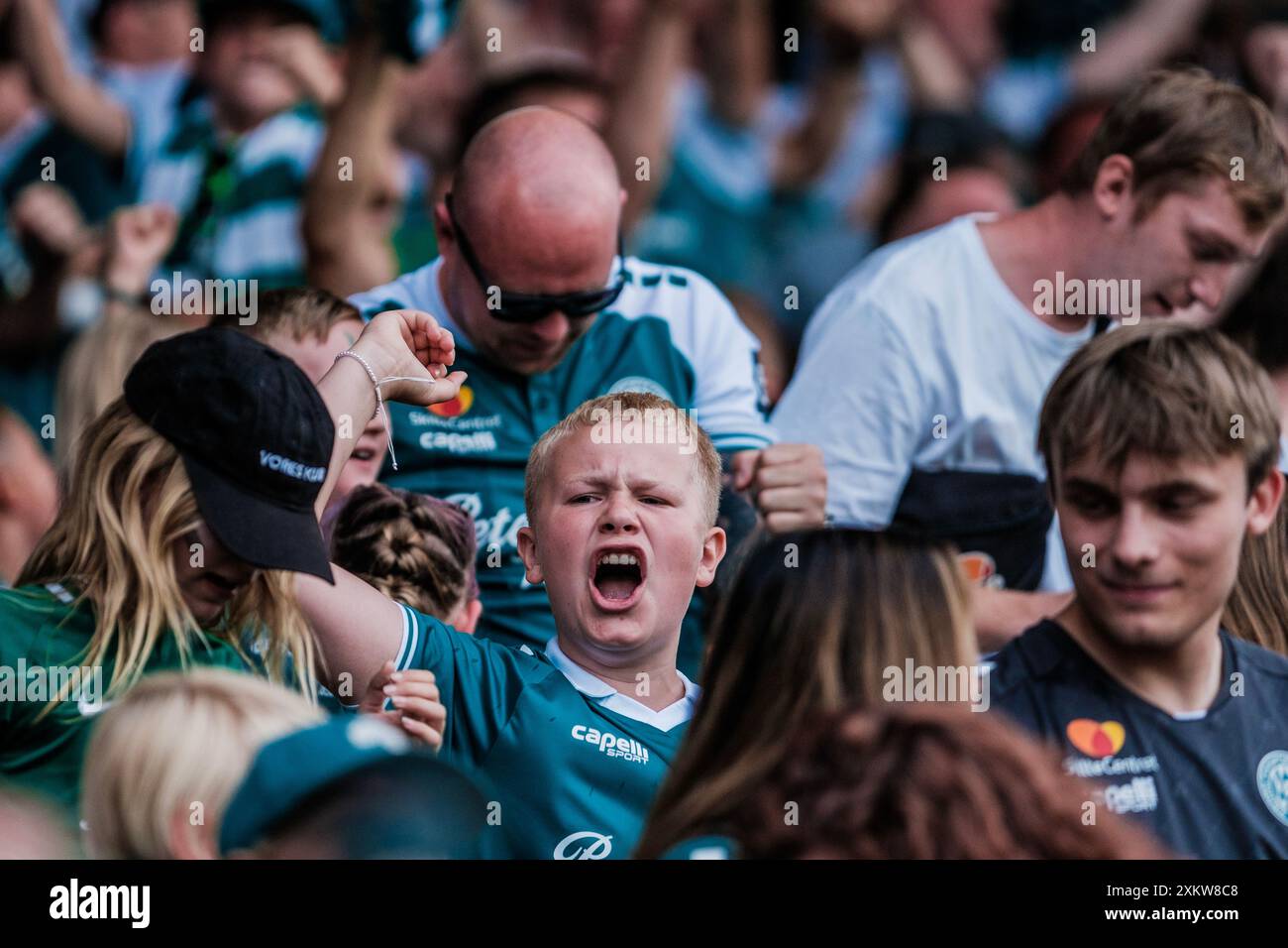 Viborg, Danemark. 21 juillet 2024. Les fans de football de Viborg FF vus sur les tribunes lors du match de 3F Superliga entre Viborg FF et Broendby IF à Energy Viborg Arena à Viborg. Banque D'Images