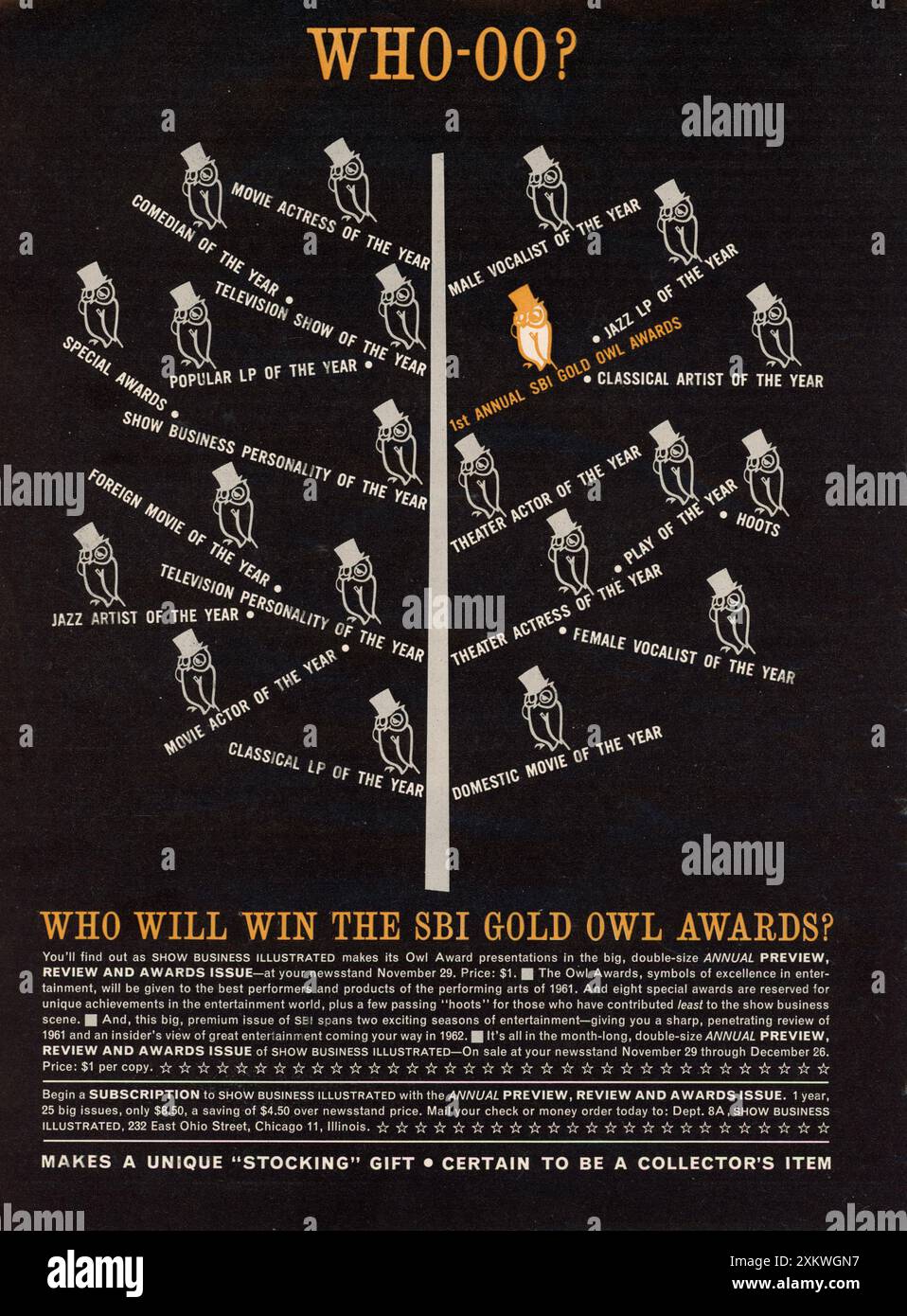 Vintage janvier 1962 Playboy magazine annonce, USA Banque D'Images