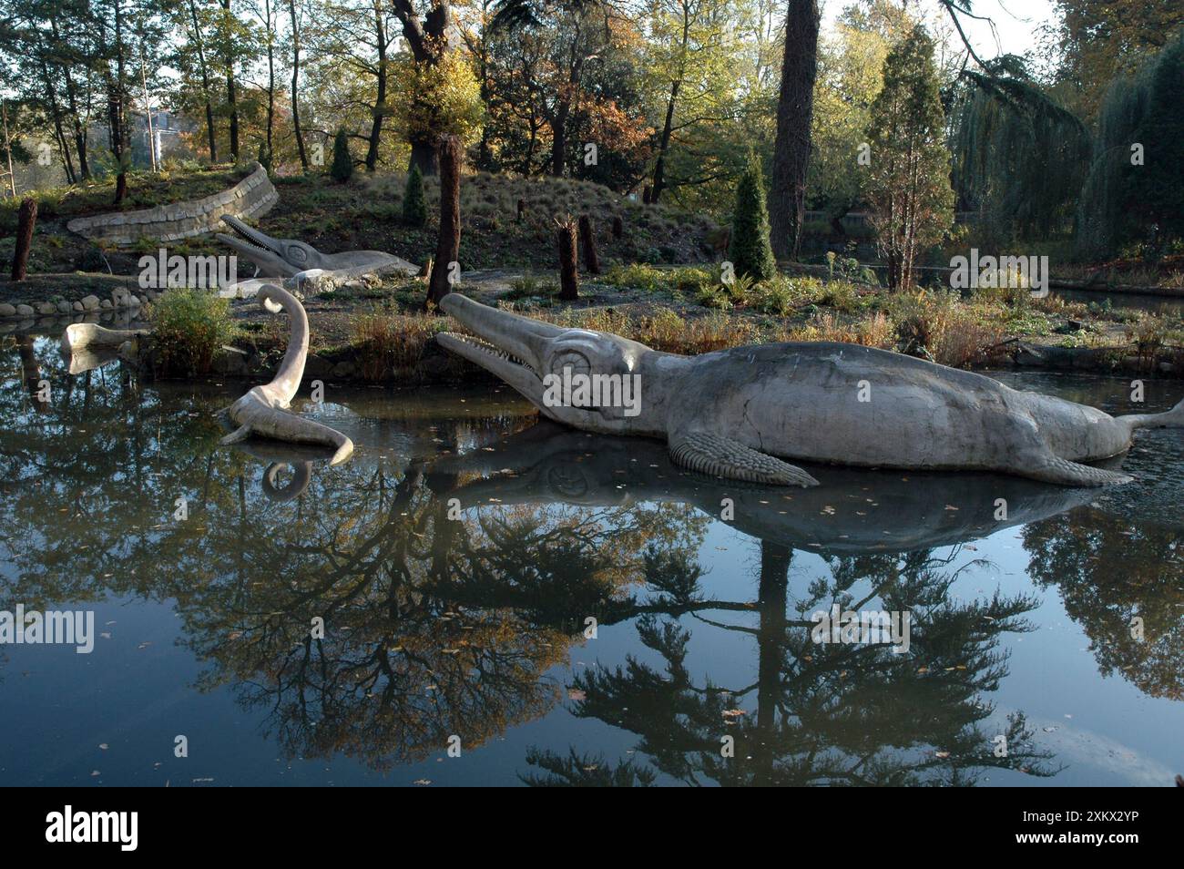 Dinosaures modèles, Crystal Palace, Londres. World's Banque D'Images