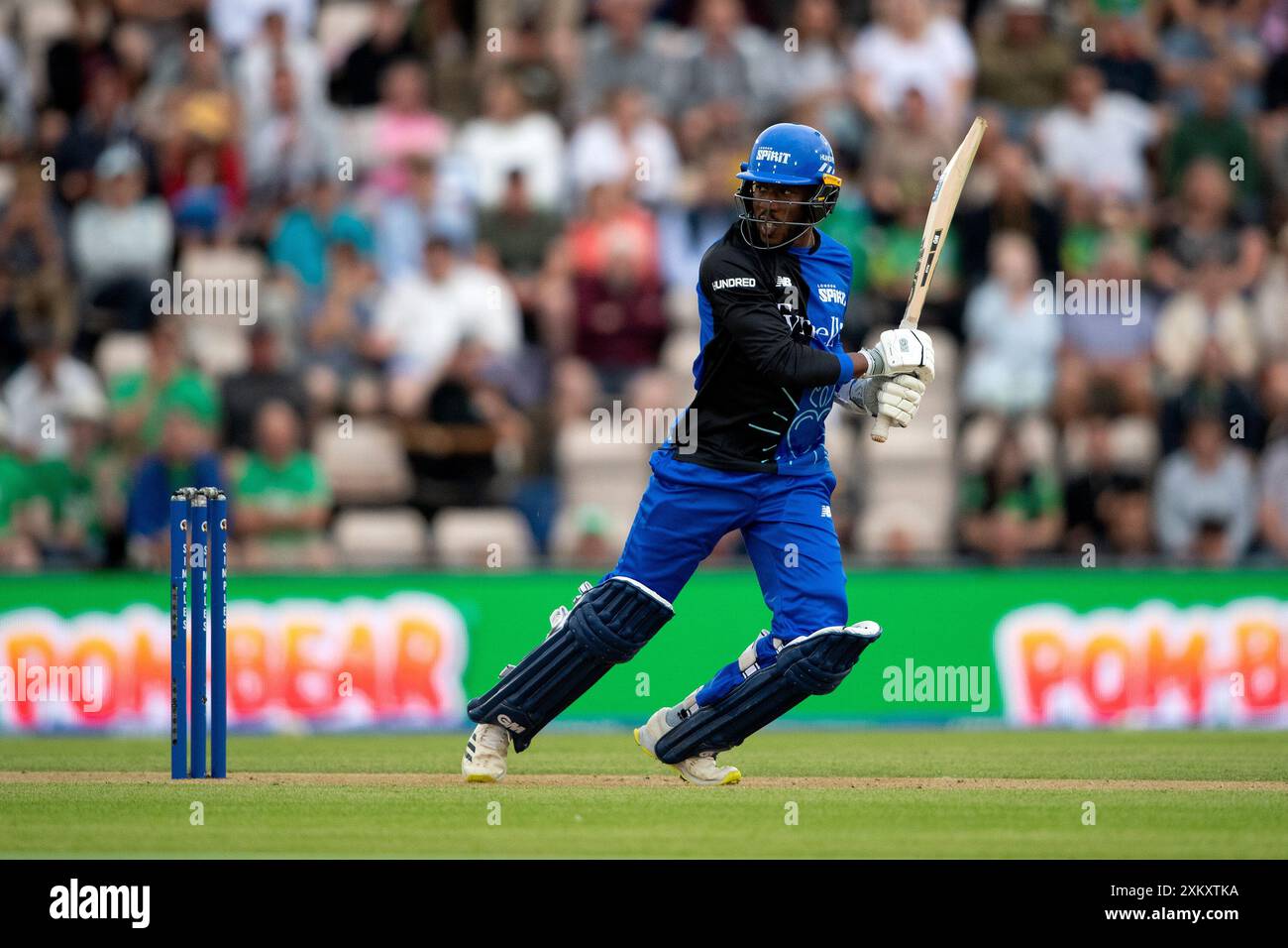 Southampton, Royaume-Uni. 24 juillet 2024. Daniel Bell-Drummond du London Spirit Batting lors du Hundred match entre Southern Brave Men et London Spirit Men au Utilita Bowl. Crédit : Dave Vokes/Alamy Live News Banque D'Images