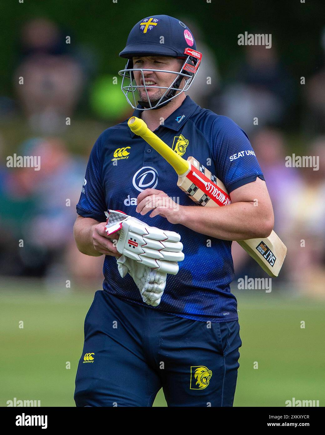 Alex Lees de Durham lors du match de la Metro Bank One Day Cup entre le Lancashire et le Durham County Cricket Club à la Sedbergh School, Sedbergh le mercredi 24 juillet 2024. (Photo : Mark Fletcher | mi News) crédit : MI News & Sport /Alamy Live News Banque D'Images