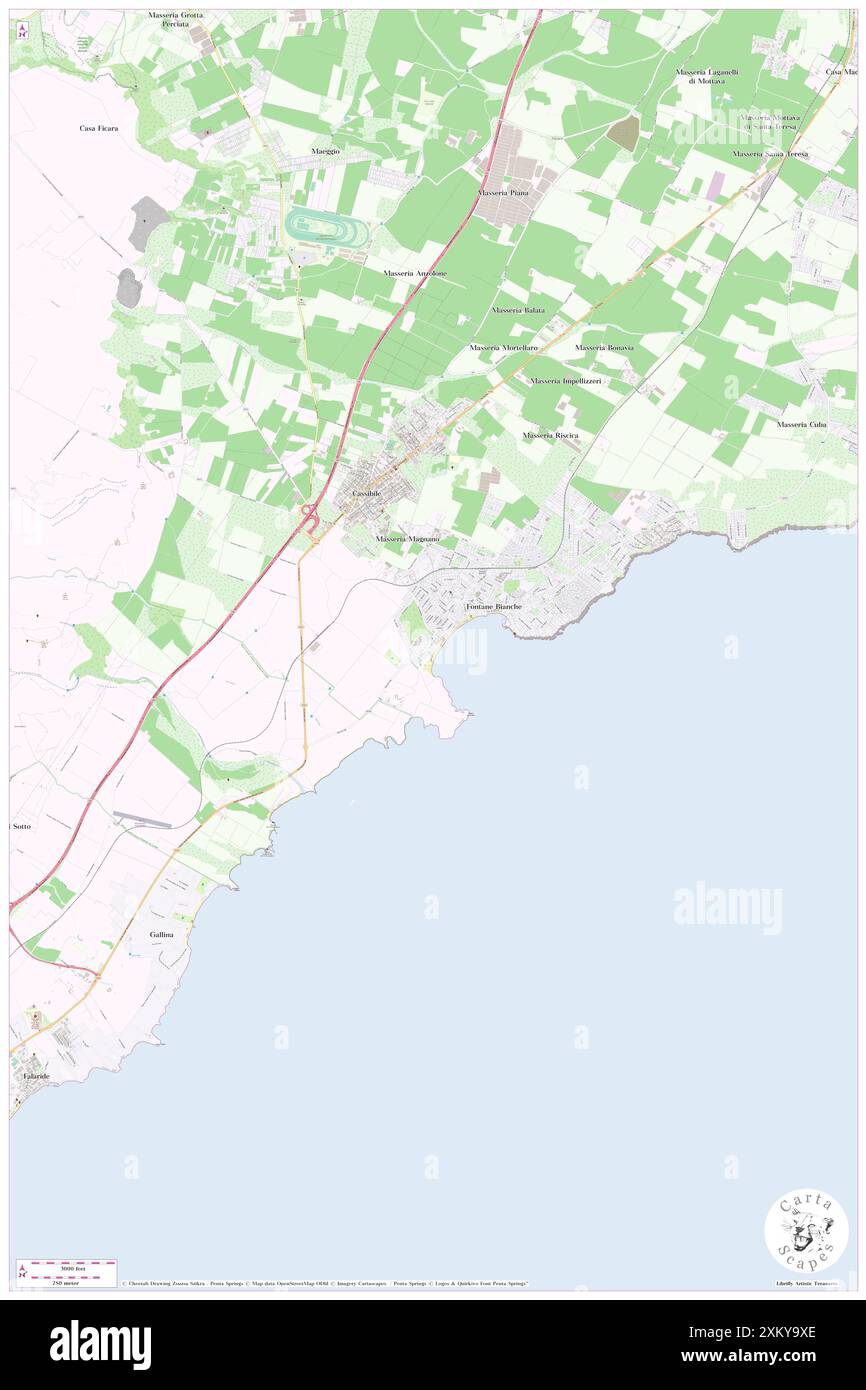 Fontane Bianche Beach Club, Provincia di Siracusa, IT, Italie, Sicile, n 36 57' 40'', N 15 12' 20'', carte, Cartascapes carte publiée en 2024. Explorez Cartascapes, une carte qui révèle la diversité des paysages, des cultures et des écosystèmes de la Terre. Voyage à travers le temps et l'espace, découvrir l'interconnexion du passé, du présent et de l'avenir de notre planète. Banque D'Images