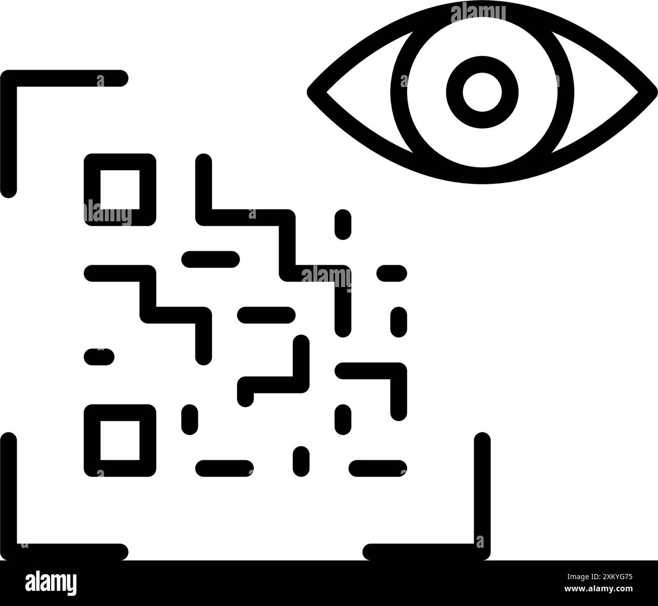 Lecture de code QR et symbole de l'œil. Authentification numérique, vérification de code. Icône vectorielle Pixel Perfect Illustration de Vecteur