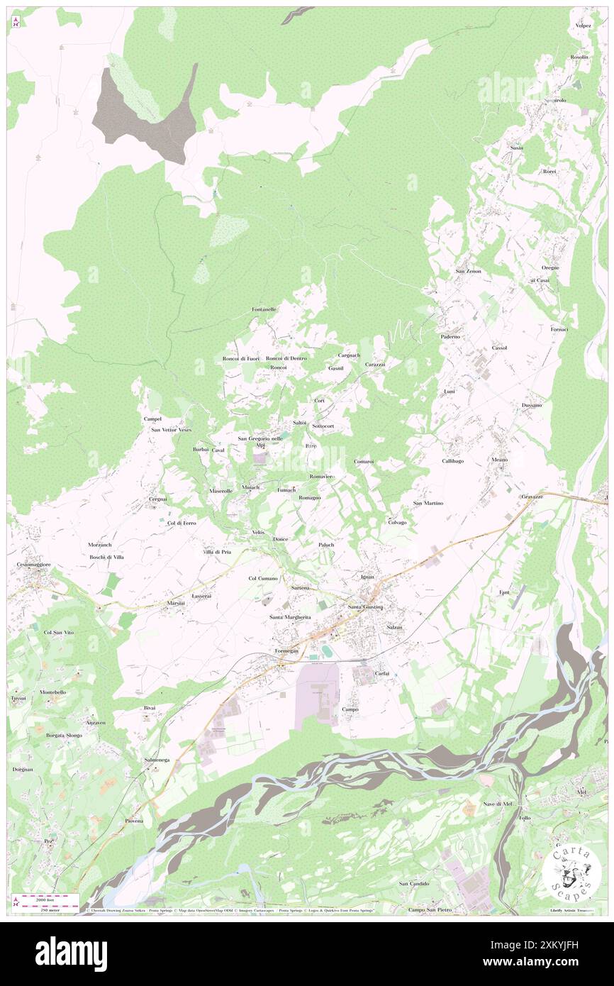 Santa Giustina, Provincia di Belluno, IT, Italie, Vénétie, n 46 4' 59'', N 12 2' 31'', carte, Carthascapes carte publiée en 2024. Explorez Cartascapes, une carte qui révèle la diversité des paysages, des cultures et des écosystèmes de la Terre. Voyage à travers le temps et l'espace, découvrir l'interconnexion du passé, du présent et de l'avenir de notre planète. Banque D'Images