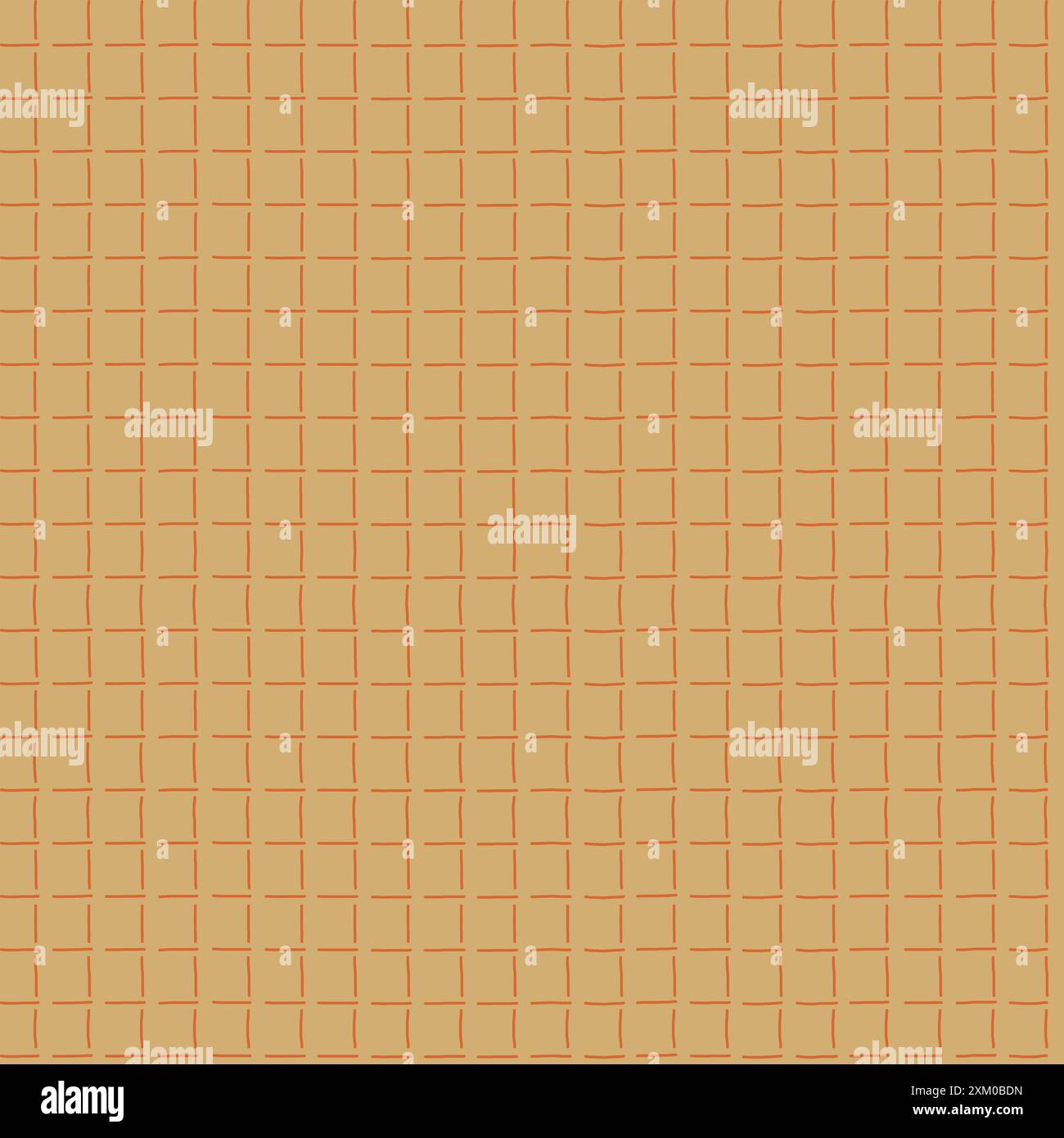 motif quadrillé dessiné à la main. Traits oranges courts et légèrement irréguliers sur fond jaune chaud Illustration de Vecteur