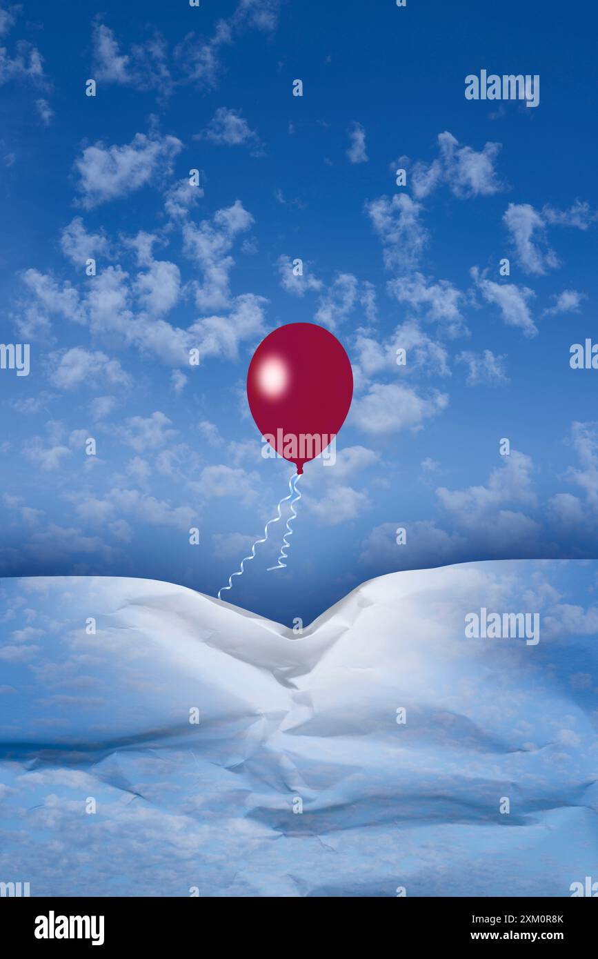 Ballon rouge et ciel bleu. Banque D'Images