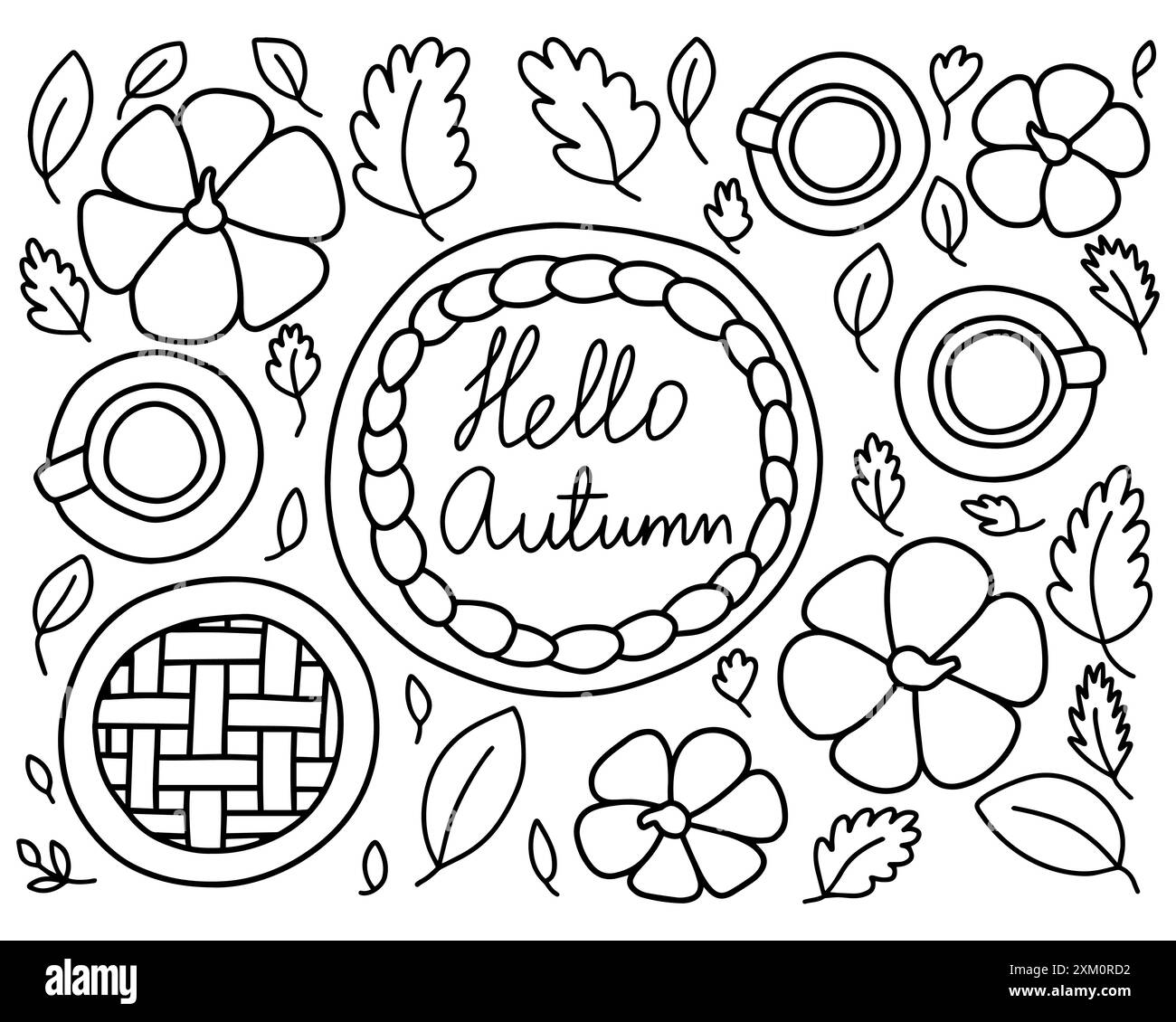 Table du dîner de moisson d'automne Bonjour Illustration de Vecteur
