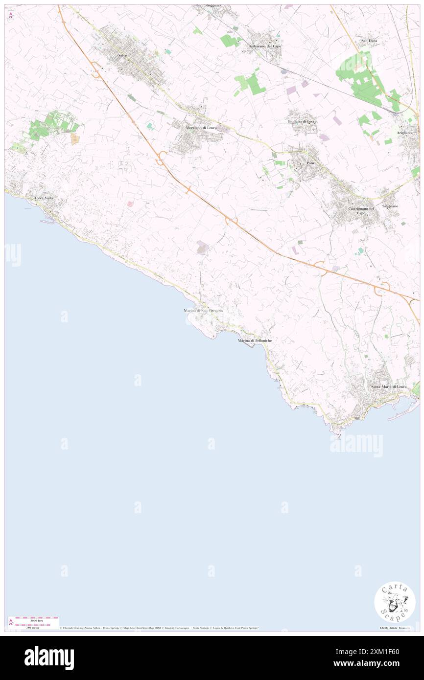 Marina San Gregorio, Provincia di Lecce, IT, Italie, Pouilles, n 39 48' 44'', N 18 18' 54'', carte, Carthascapes carte publiée en 2024. Explorez Cartascapes, une carte qui révèle la diversité des paysages, des cultures et des écosystèmes de la Terre. Voyage à travers le temps et l'espace, découvrir l'interconnexion du passé, du présent et de l'avenir de notre planète. Banque D'Images