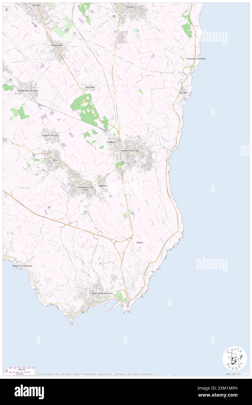 Gagliano del Capo, Provincia di Lecce, IT, Italie, Pouilles, n 39 50' 35'', N 18 22' 10'', carte, Cartascapes carte publiée en 2024. Explorez Cartascapes, une carte qui révèle la diversité des paysages, des cultures et des écosystèmes de la Terre. Voyage à travers le temps et l'espace, découvrir l'interconnexion du passé, du présent et de l'avenir de notre planète. Banque D'Images