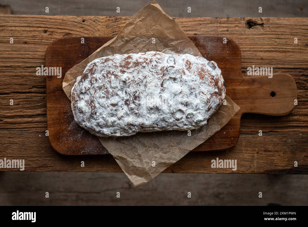 Stollen de Noël classique en Marzipan aux amandes Banque D'Images