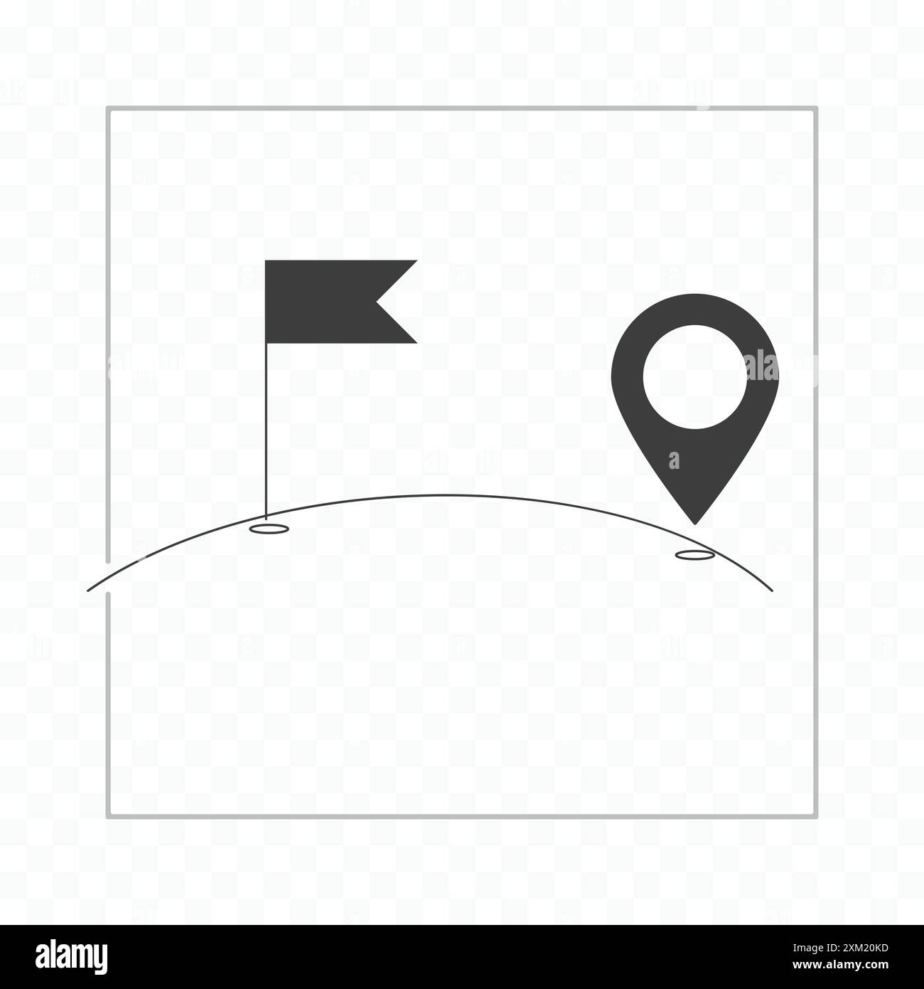 Routage en forme de ligne. Concept de voyage. Emplacement du trou de golf. Signe de position de golf sur fond blanc Illustration de Vecteur