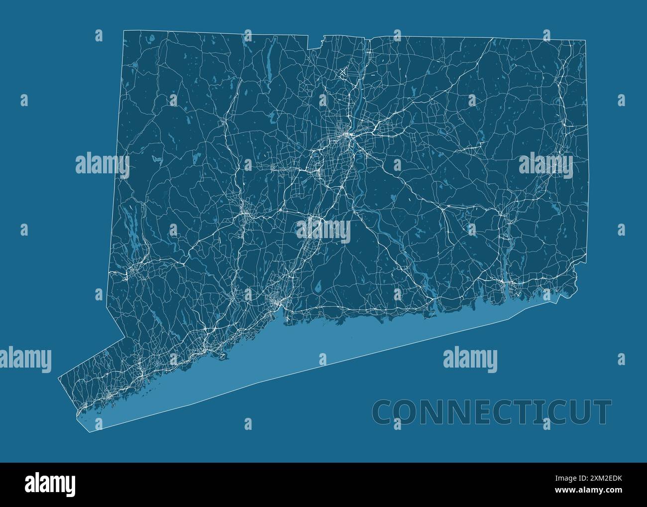 Connecticut, États-Unis affiche de la carte de plan artistique Illustration de Vecteur