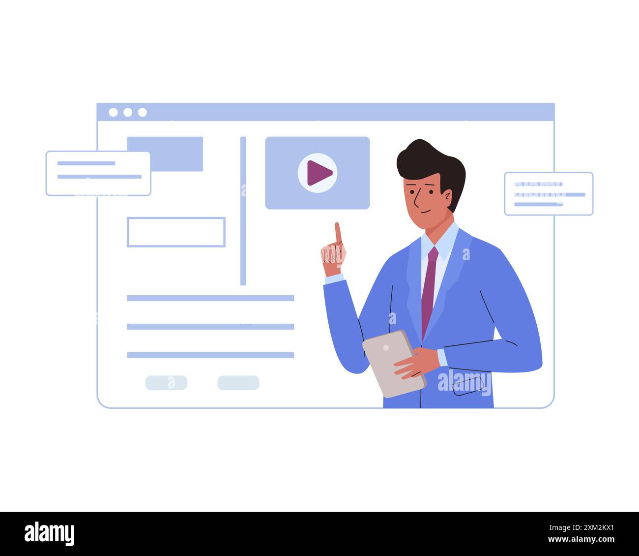 Les enseignants de sexe masculin dispensent une formation en ligne aux étudiants ou aux élèves des écoles. Concept d'éducation à distance. E-learning par conférence ou appel vidéo. Vidéo Illustration de Vecteur