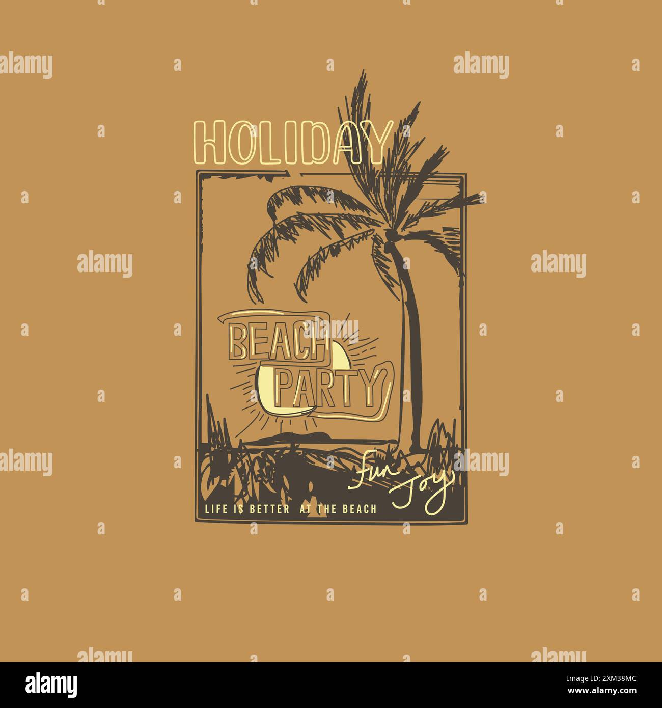 Holiday Beach Party Fun design d'affiche d'été rétro Illustration de Vecteur