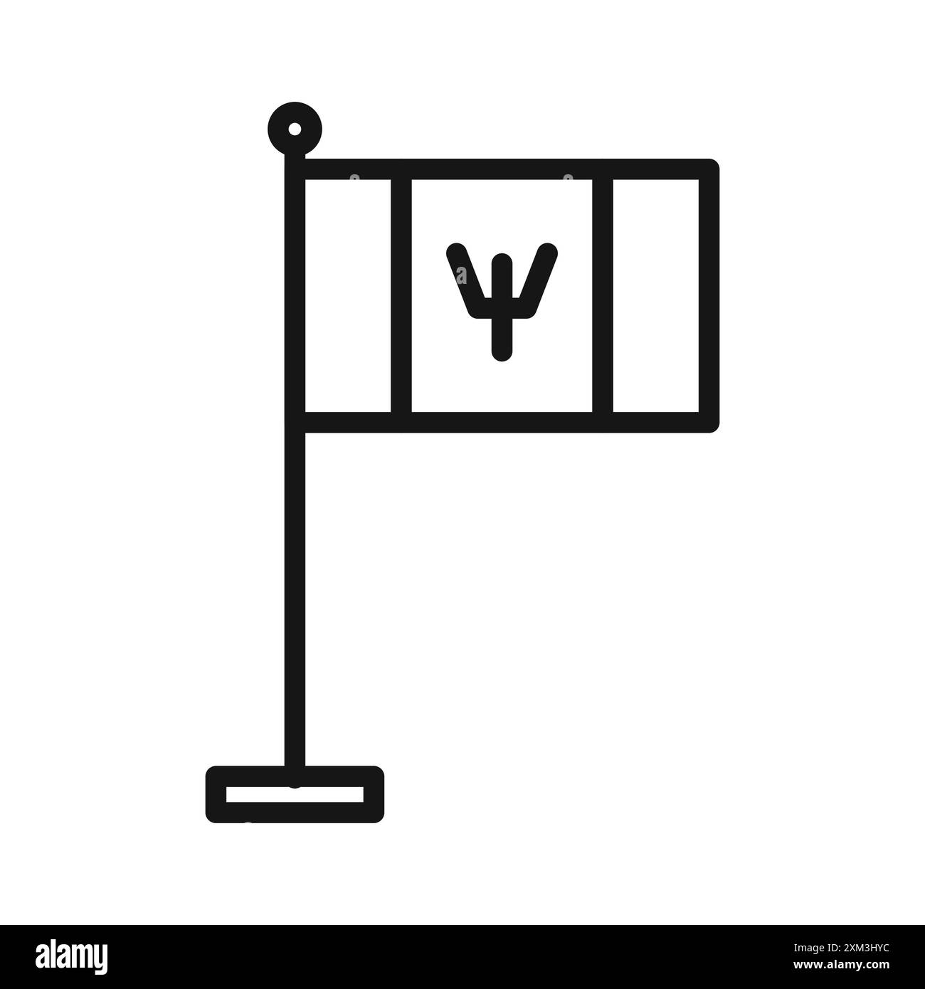 Icône de drapeau de pays de la Barbade vecteur d'art de ligne noire en noir et blanc contour set signe de collection Illustration de Vecteur