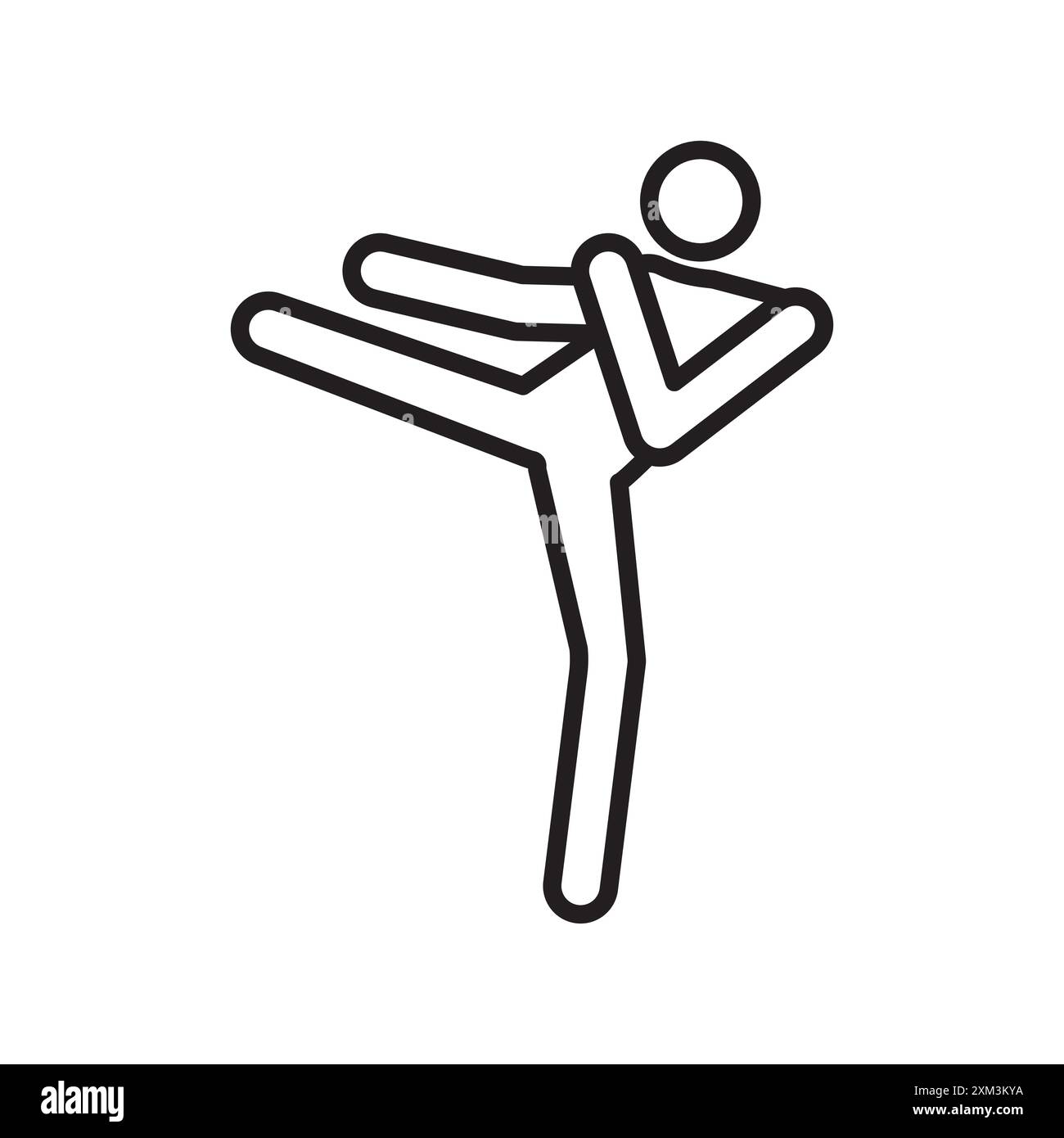 Icône de kickboxing vecteur d'art de ligne noire en noir et blanc contour set signe de collection Illustration de Vecteur