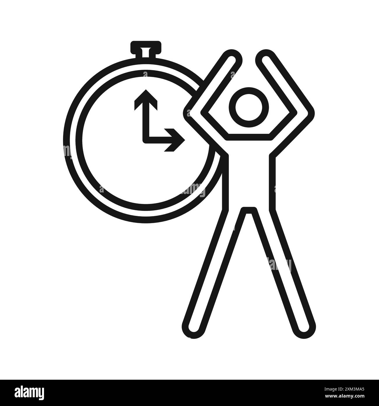 Icône de temps d'exercice vecteur d'art de ligne noire dans le signe de collection d'ensemble de contour noir et blanc Illustration de Vecteur