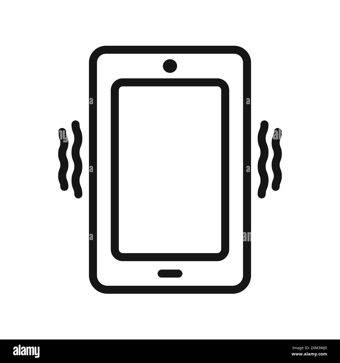 Icône vibrante de téléphone portable vecteur d'art de ligne noire en noir et blanc contour set signe de collection Illustration de Vecteur