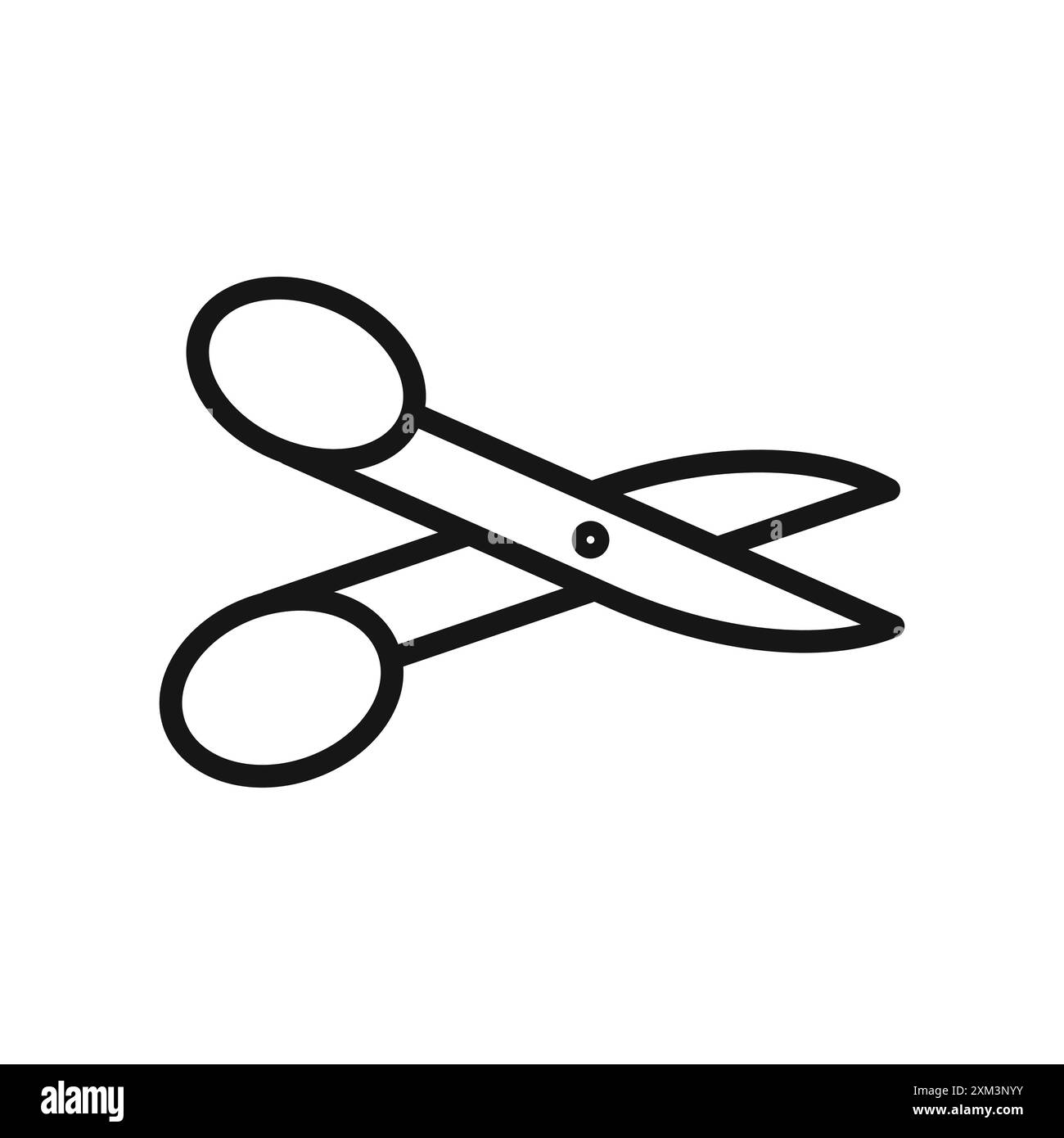 Icône de coupe de ciseaux vecteur d'art de ligne noire dans le signe de collection d'ensemble de contour noir et blanc Illustration de Vecteur