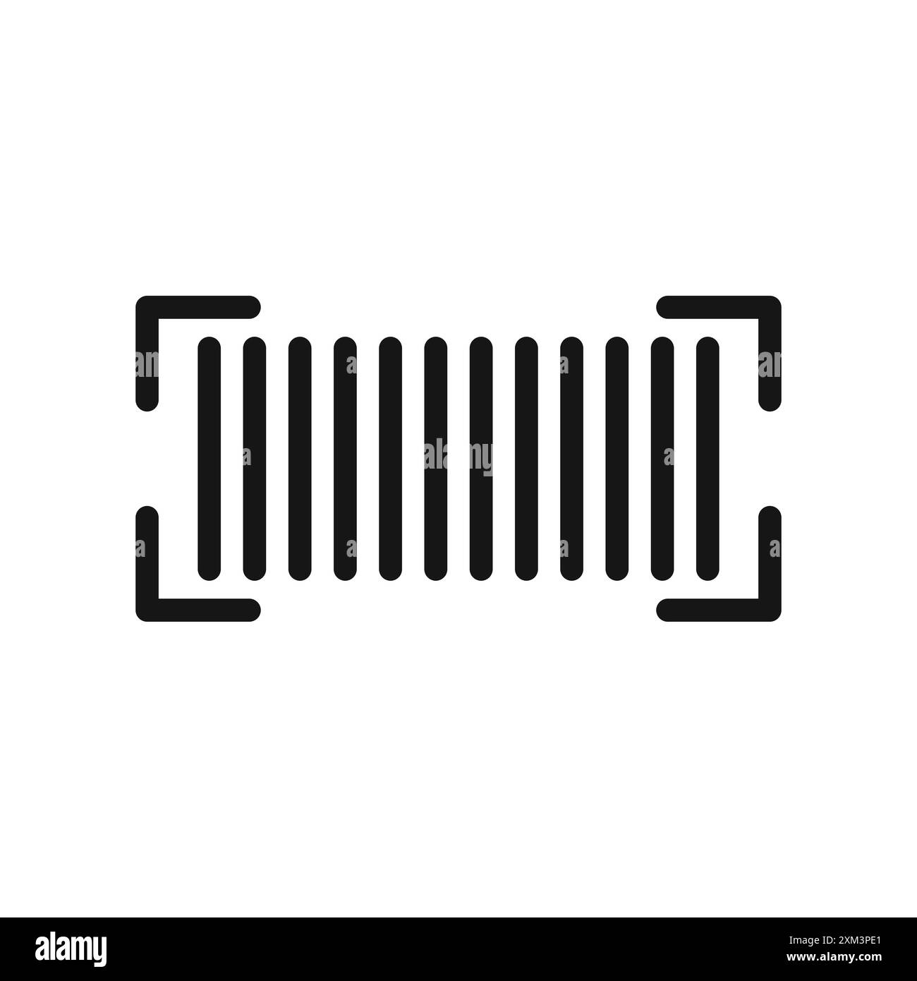 Scannez l'icône de code à barres vecteur d'art de ligne noire en noir et blanc contour set signe de collection Illustration de Vecteur