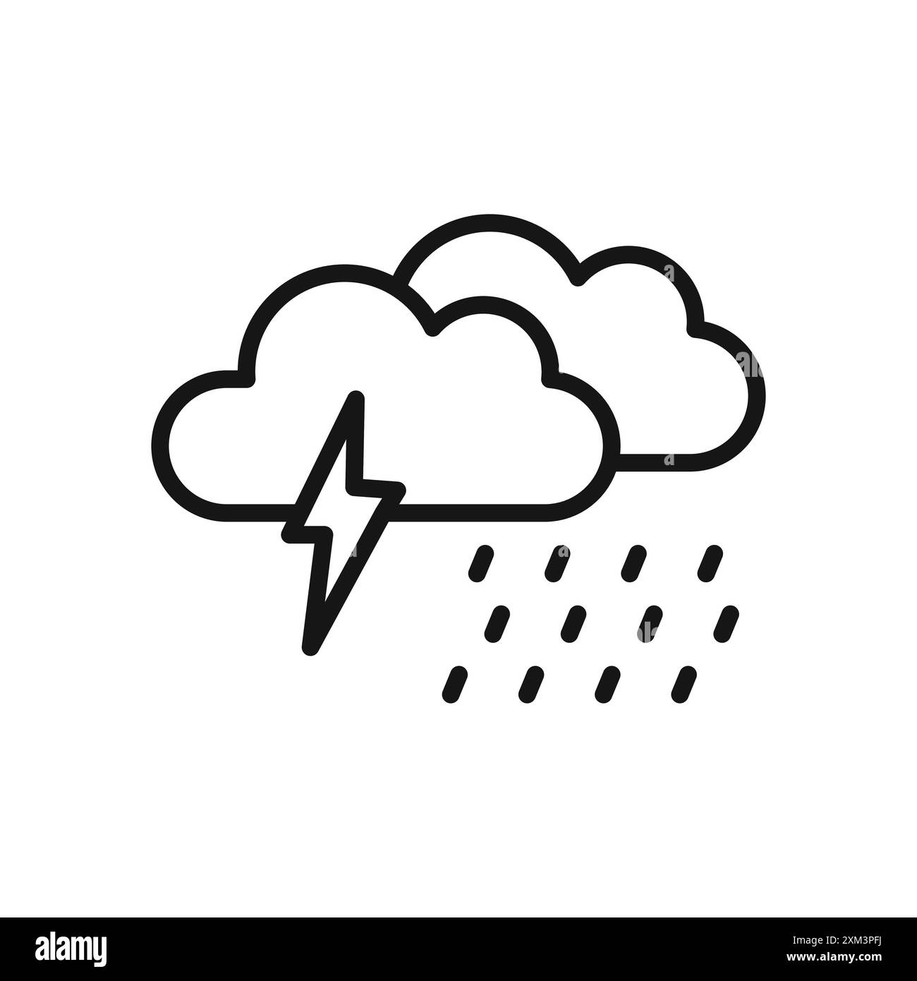 Icône de tempête vecteur d'art de ligne noire en noir et blanc contour set signe de collection Illustration de Vecteur