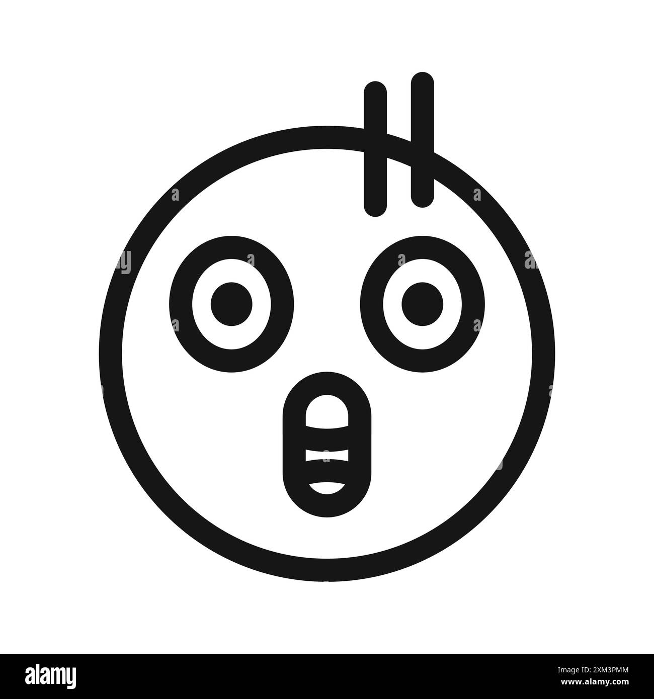 Icône de visage choqué vecteur d'art de ligne noire dans le signe de collection d'ensemble de contour noir et blanc Illustration de Vecteur