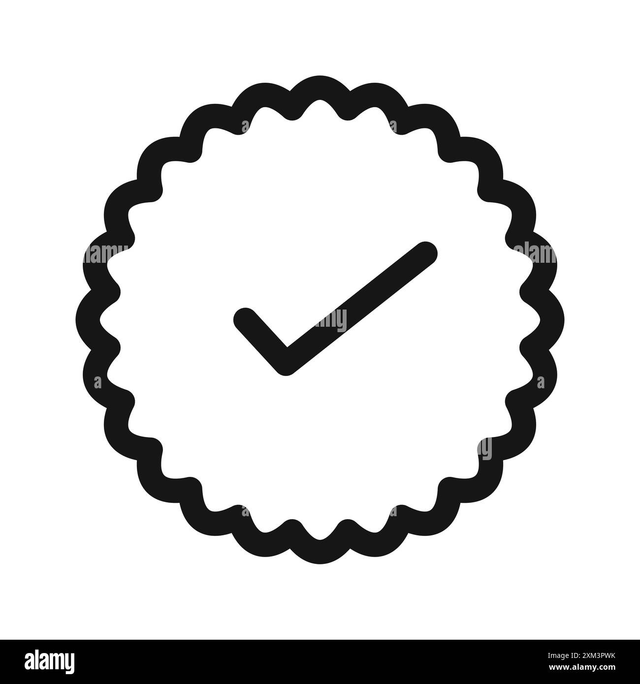 Icône de badge vérifié vecteur d'art de ligne noire en noir et blanc contour set signe de collection Illustration de Vecteur