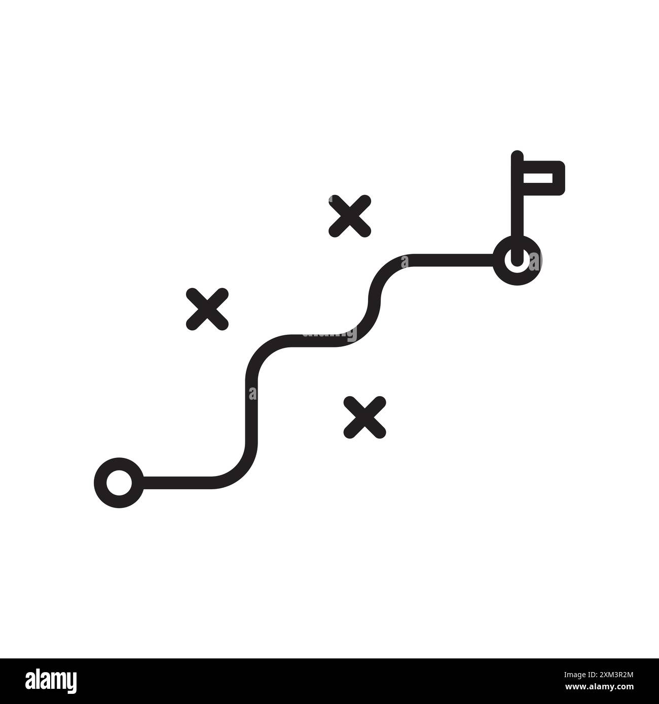 Icône de stratégie vecteur d'art de ligne noire dans le signe de collection d'ensemble de contour noir et blanc Illustration de Vecteur