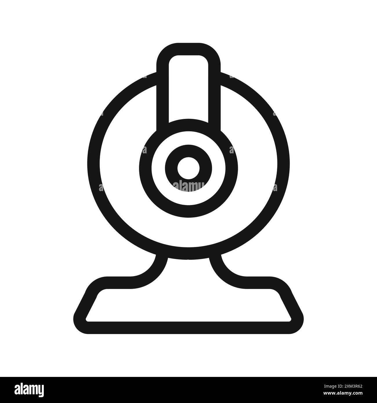 Icône de webcam vecteur d'art de ligne noir en noir et blanc contour set signe de collection Illustration de Vecteur