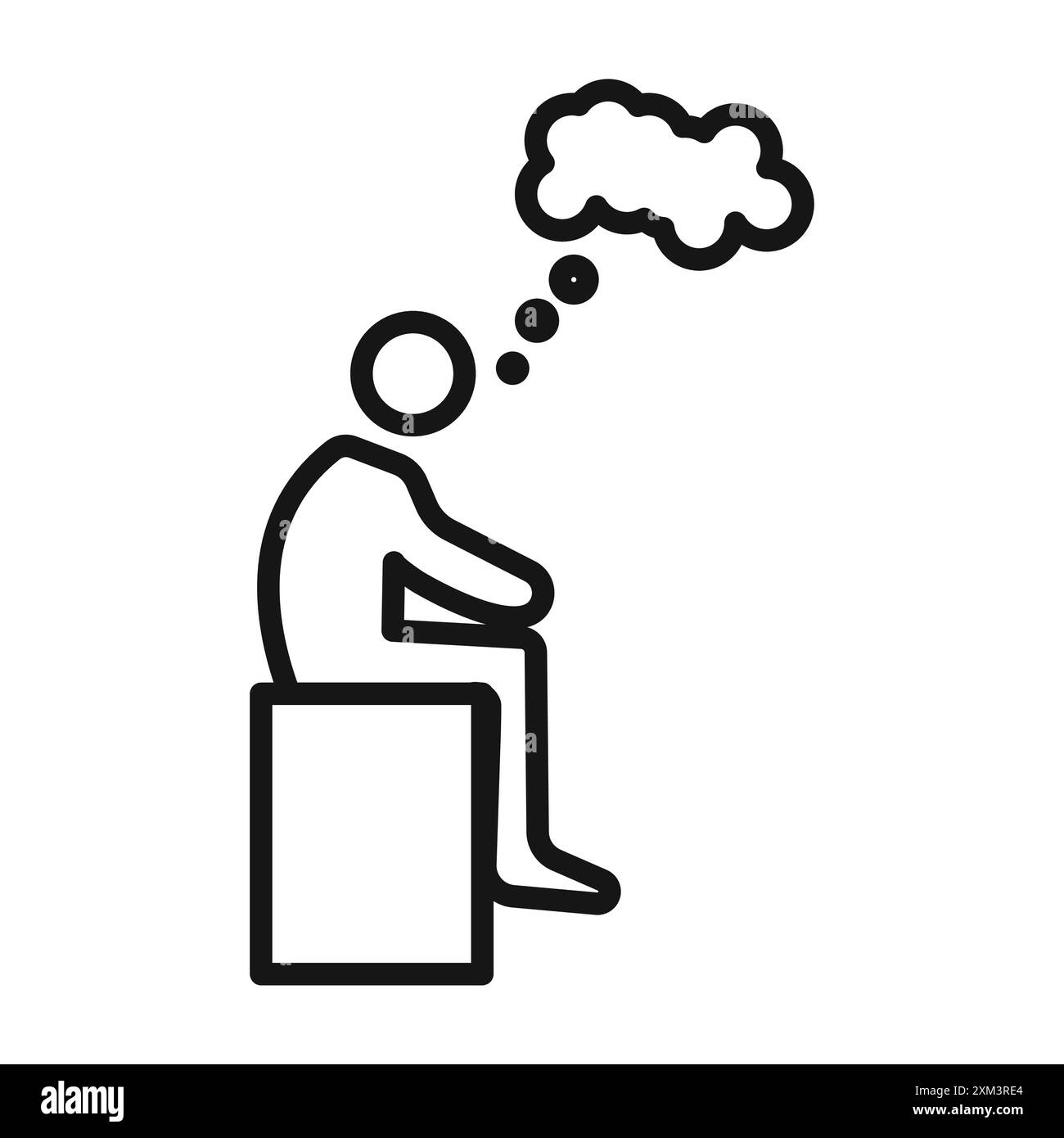 Icône de pensée vecteur d'art de ligne noire dans le signe de collection d'ensemble de contour noir et blanc Illustration de Vecteur