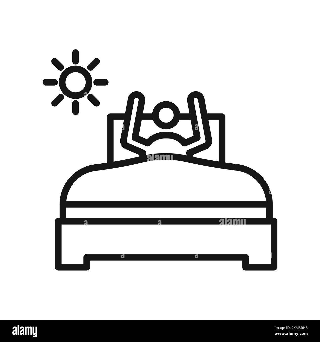 Réveillez-vous dans l'icône du matin vecteur d'art de ligne noire en noir et blanc contour set signe de collection Illustration de Vecteur