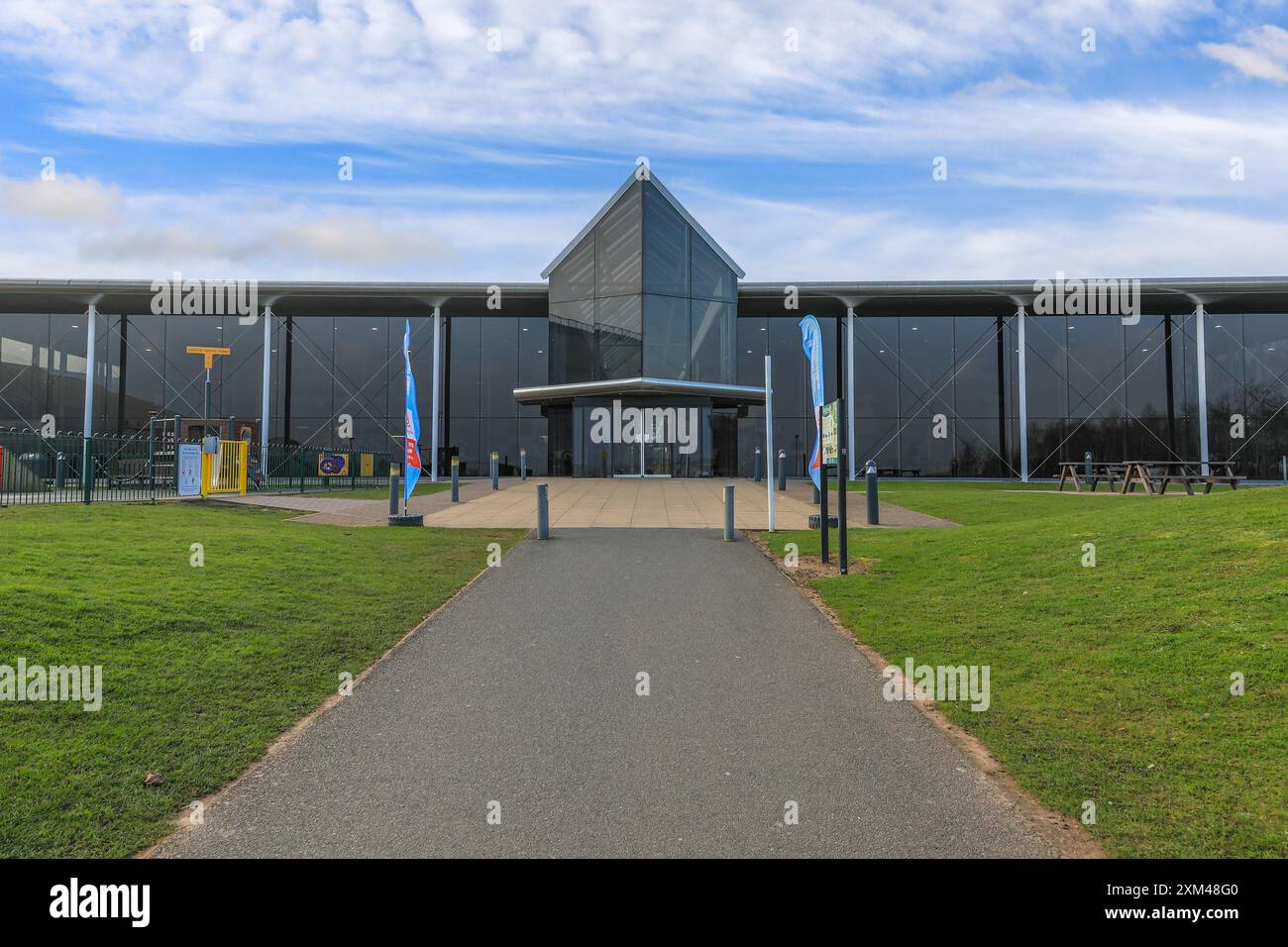 L'entrée du Royal Air Force Museum Midlands, Cosford, Shifnal, Shropshire, Angleterre, ROYAUME-UNI Banque D'Images