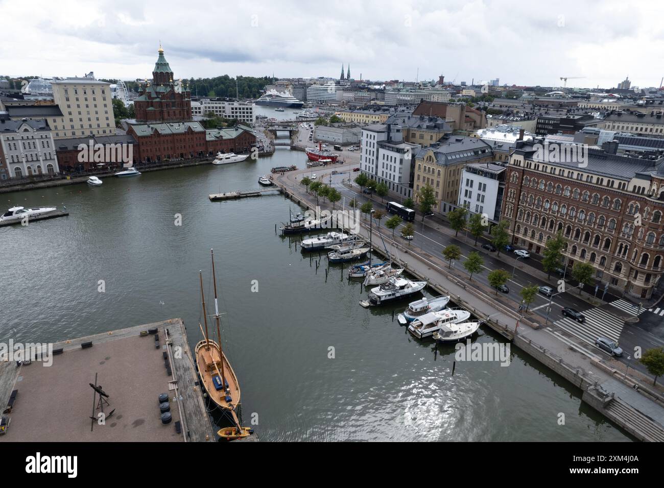 Vue aérienne de Helsinki capitale finlandaise du paysage urbain. Kruununhaka et le port d'Helsinki Banque D'Images