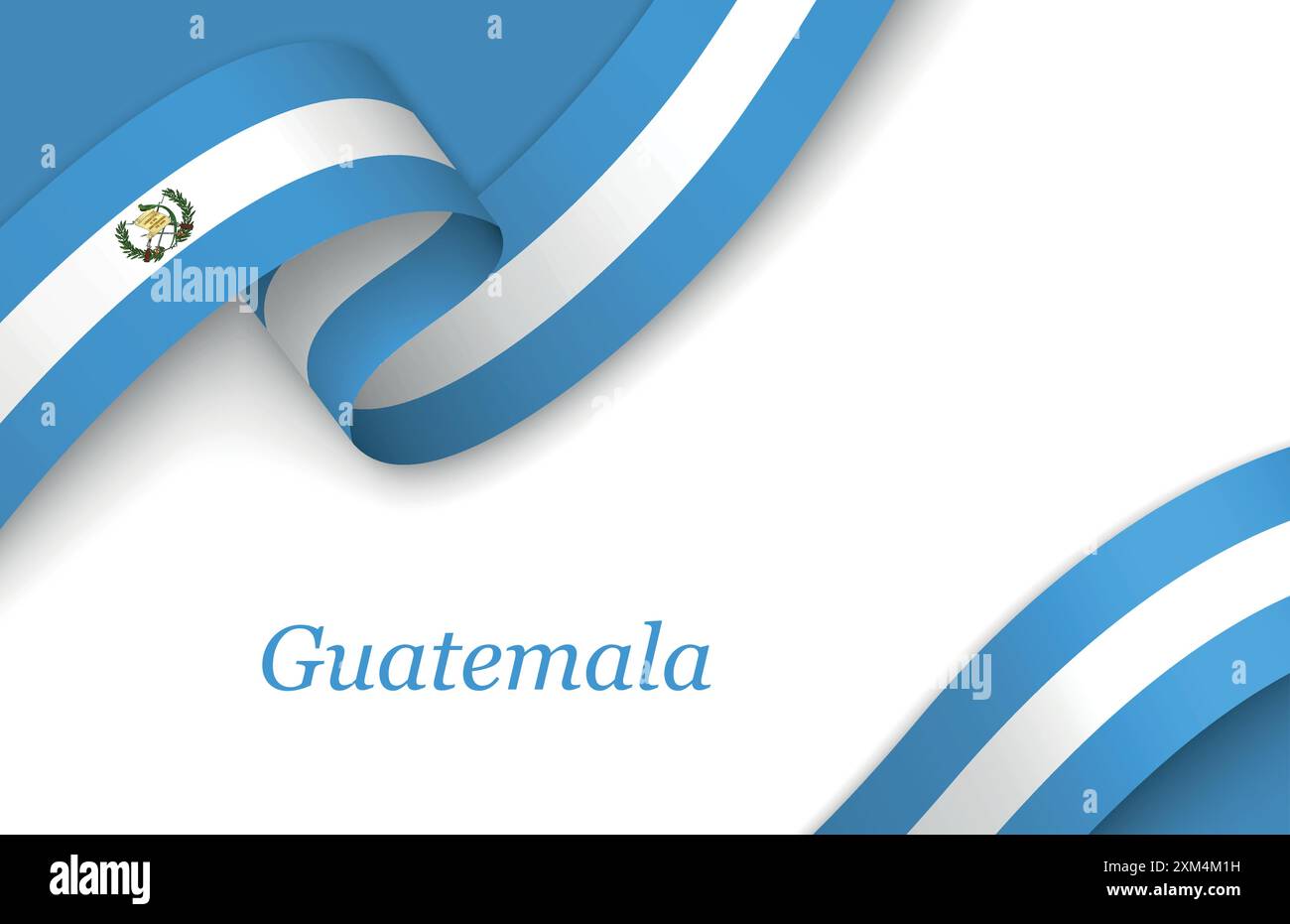 Ruban incurvé avec drapeau de Guatemala sur fond blanc avec copyspace Illustration de Vecteur