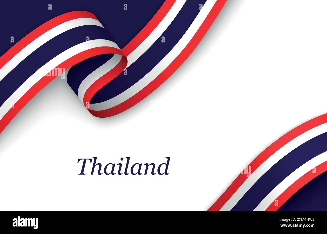 Ruban incurvé avec drapeau de Thaïlande sur fond blanc avec copyspace Illustration de Vecteur