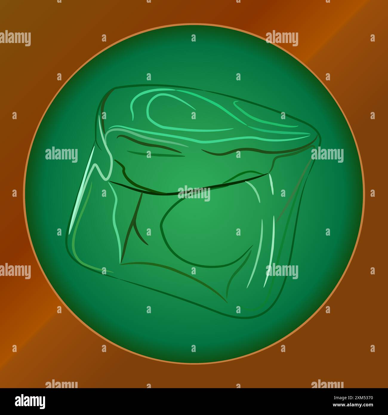 Dessin au trait de couleur de gemme de malachite naturelle non traitée. Illustration vectorielle de pierre ornementale malachite verte avec une couleur riche et une brillance. Illustration de Vecteur